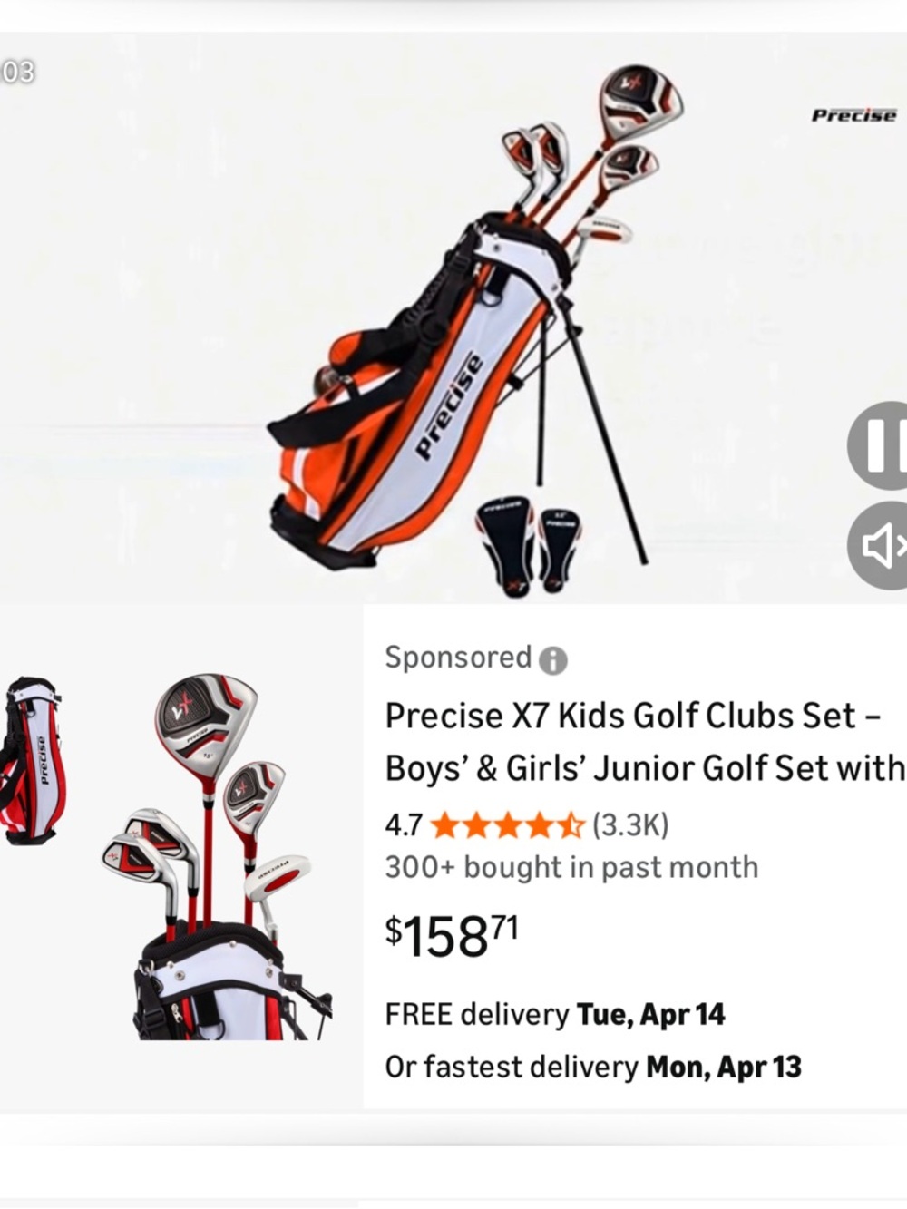 Kids Golf Club Set in Orange and White - Junior Golf Starter Set